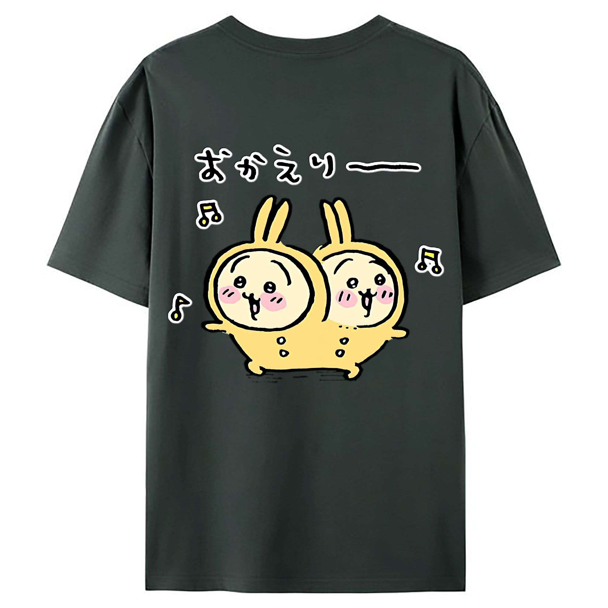 （画像用） ちいかわ うさぎ Chii-kawa usagi 綿100％ メンズ半袖Tシャツ（バックプリント） 通気性